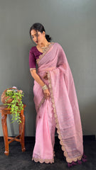 Designer Pure Soft Tissue Silk with Sequence Work Saree