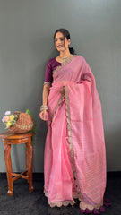 Designer Pure Soft Tissue Silk with Sequence Work Saree