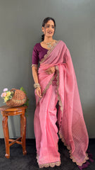 Designer Pure Soft Tissue Silk with Sequence Work Saree