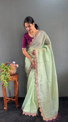 Designer Pure Soft Tissue Silk with Sequence Work Saree