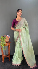 Designer Pure Soft Tissue Silk with Sequence Work Saree