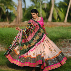 MULTI COLOR SOFT BUTTER SILK DIGITAL PRINTED LEHENGA CHOLI