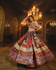 MULTI COLOR SOFT BUTTER SILK DIGITAL PRINTED LEHENGA CHOLI