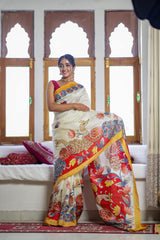 Traditional Kerala Kalamkari Digital Printed Cotton Saree