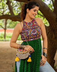 WOMEN PRINTED WITH MIRROR WORK KURTA