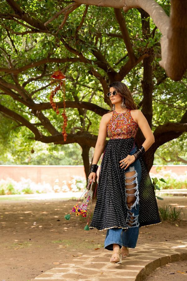 WOMEN PRINTED WITH MIRROR WORK KURTA