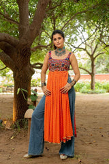 WOMEN PRINTED WITH MIRROR WORK KURTA