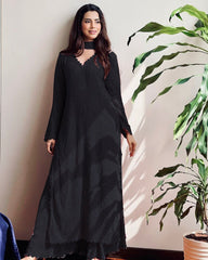 Black Georgette Kurti With Pant And Dupatta