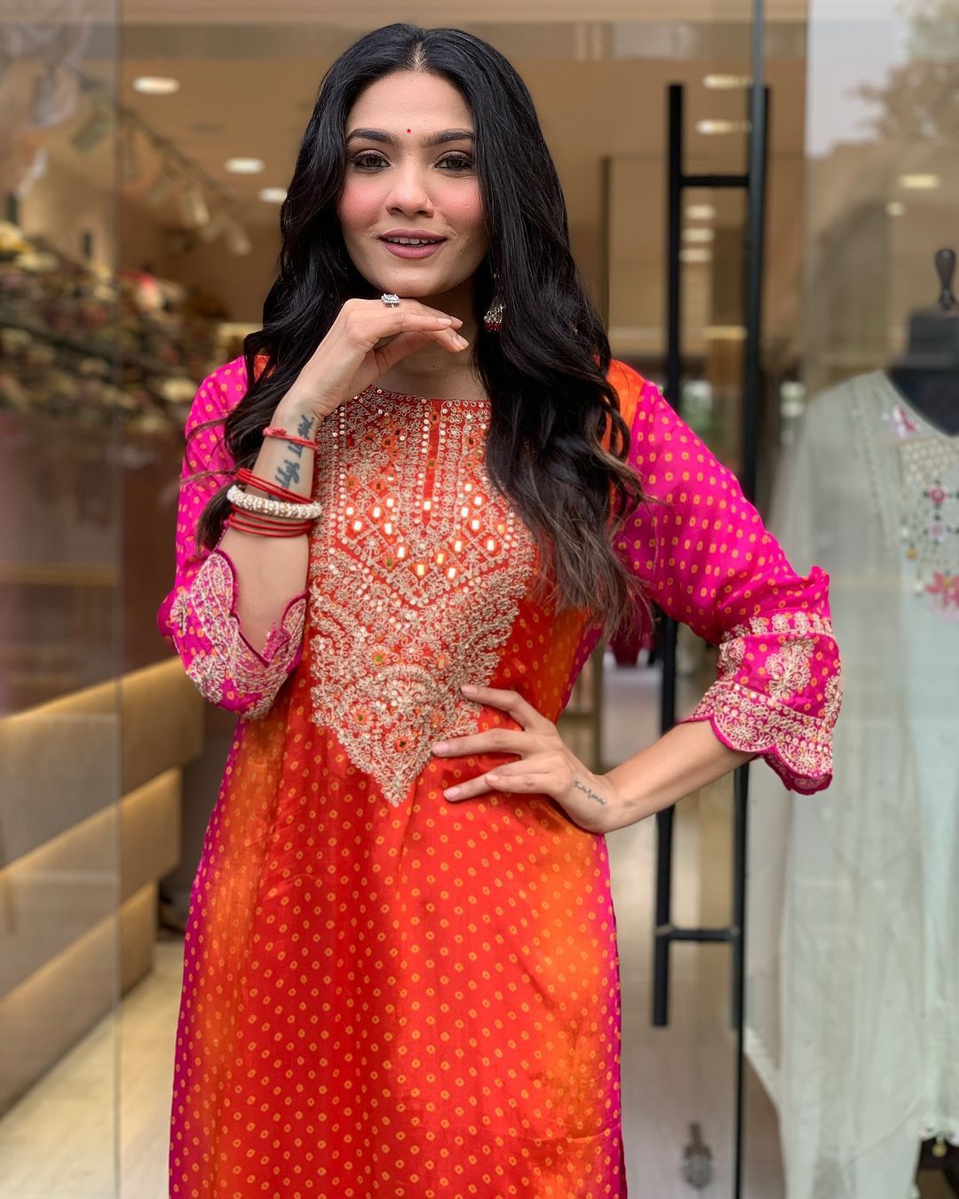 Classic Orange Color Chinon Heavy Embroidery Salwar Suit