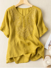 Women Tops Trendy Fashion Cotton Embroidered Top