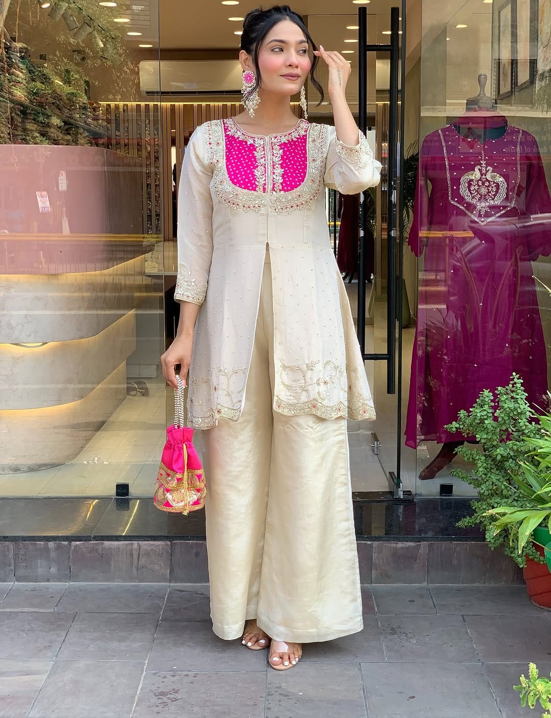 Gold Crush Party Wear Embroidered Co-Ord Set