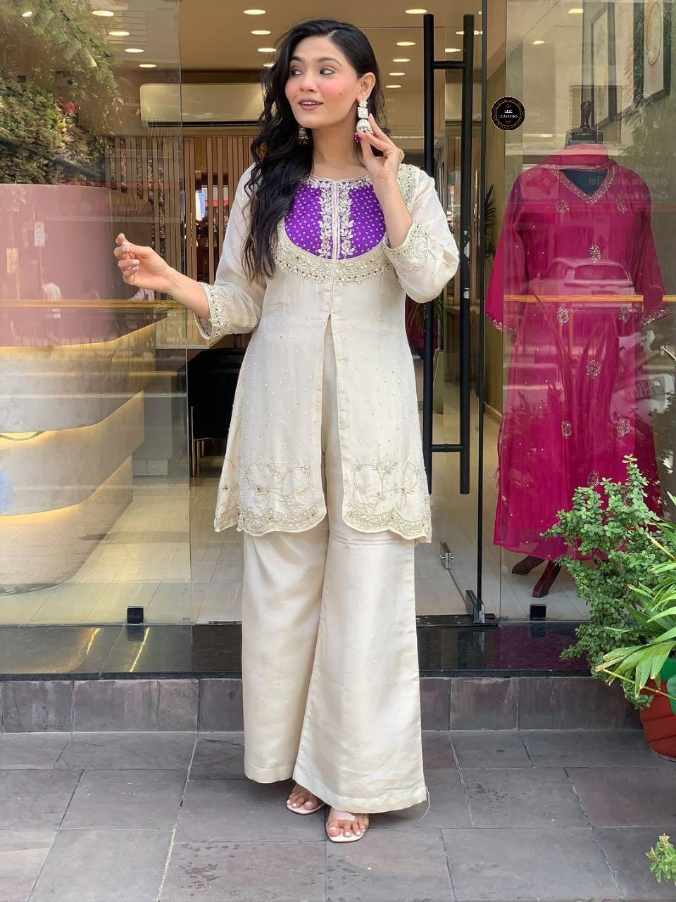 Gold Crush Party Wear Embroidered Co-Ord Set