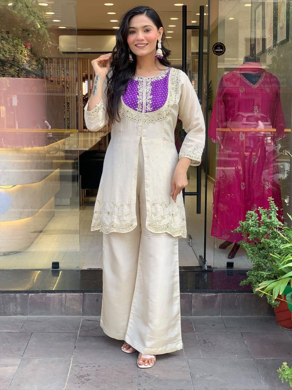 Gold Crush Party Wear Embroidered Co-Ord Set