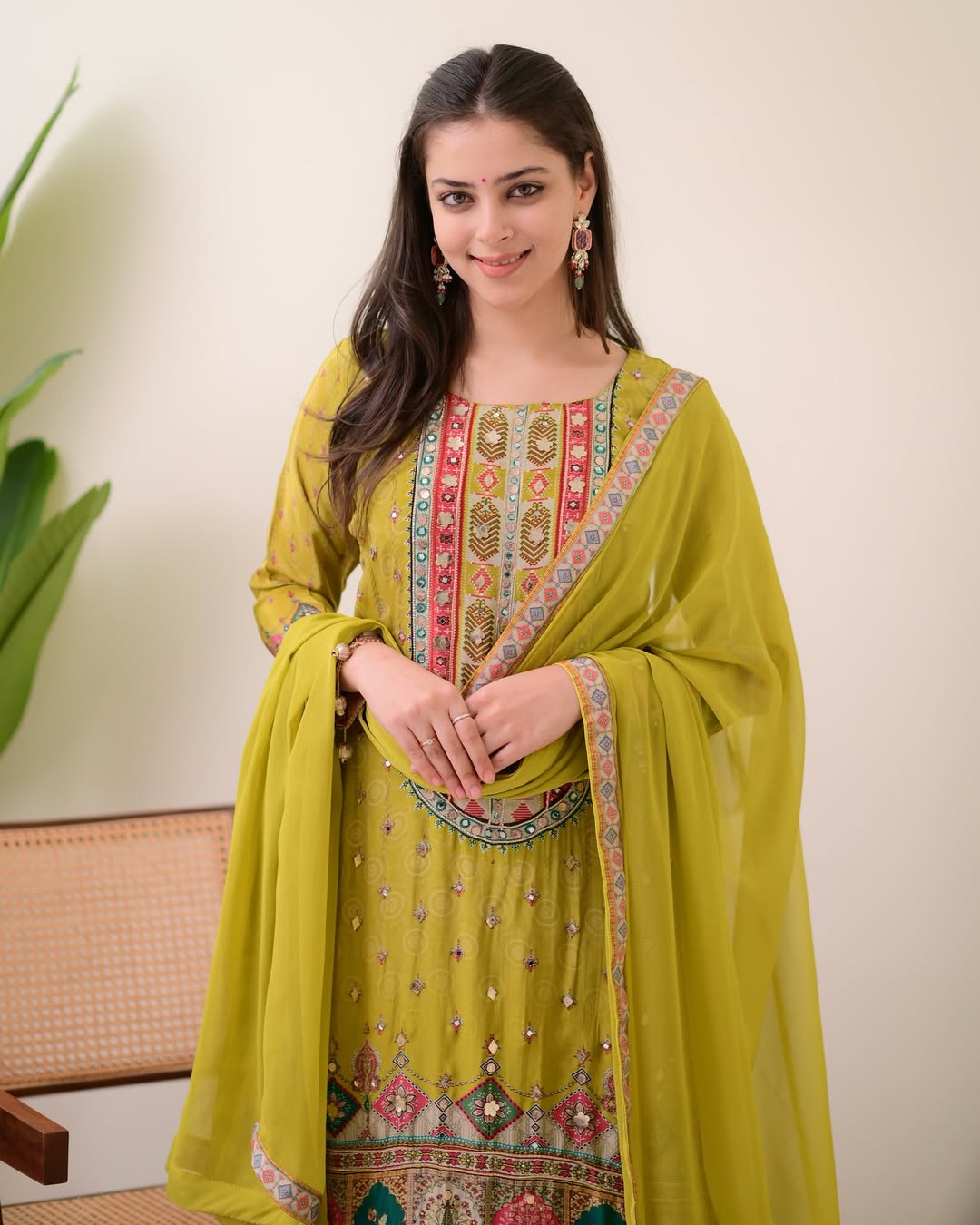 Green Pure Silk Suit Set