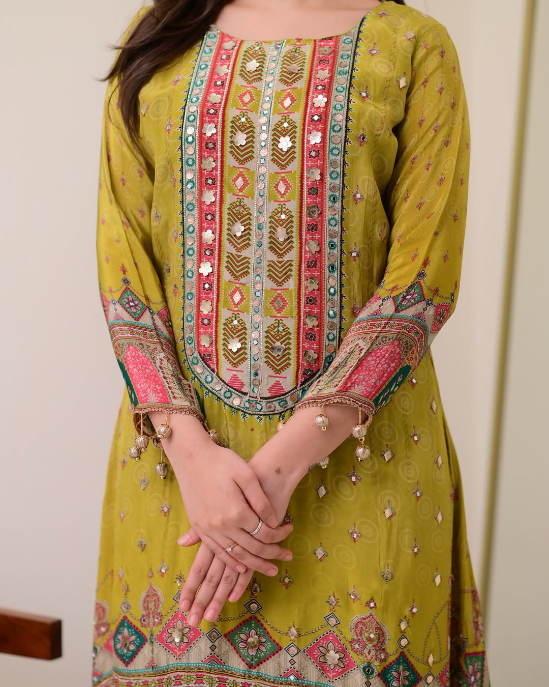 Green Pure Silk Suit Set