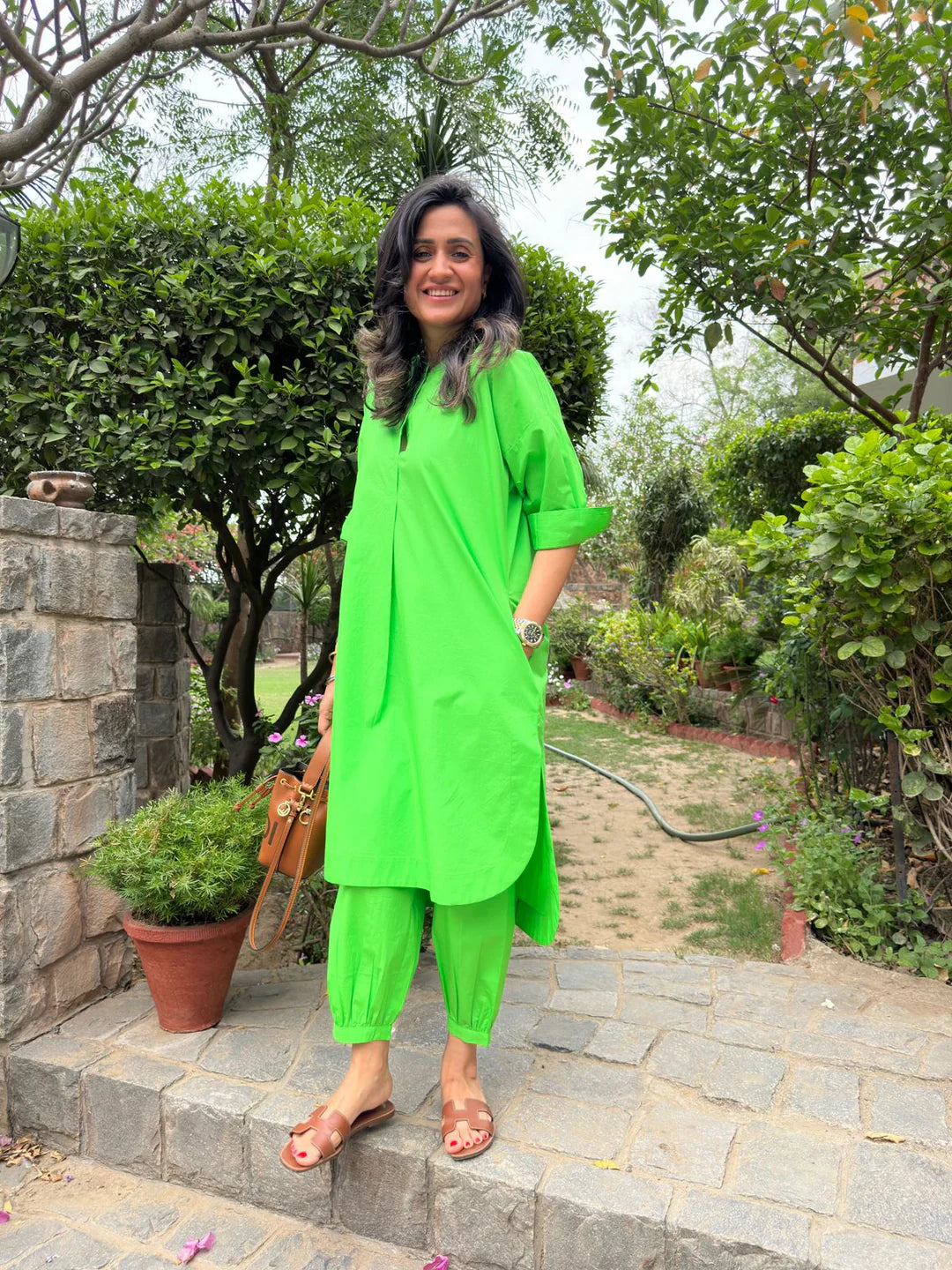 Green Cotton Kurta Set