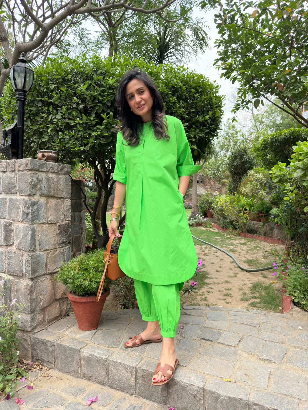 Green Cotton Kurta Set