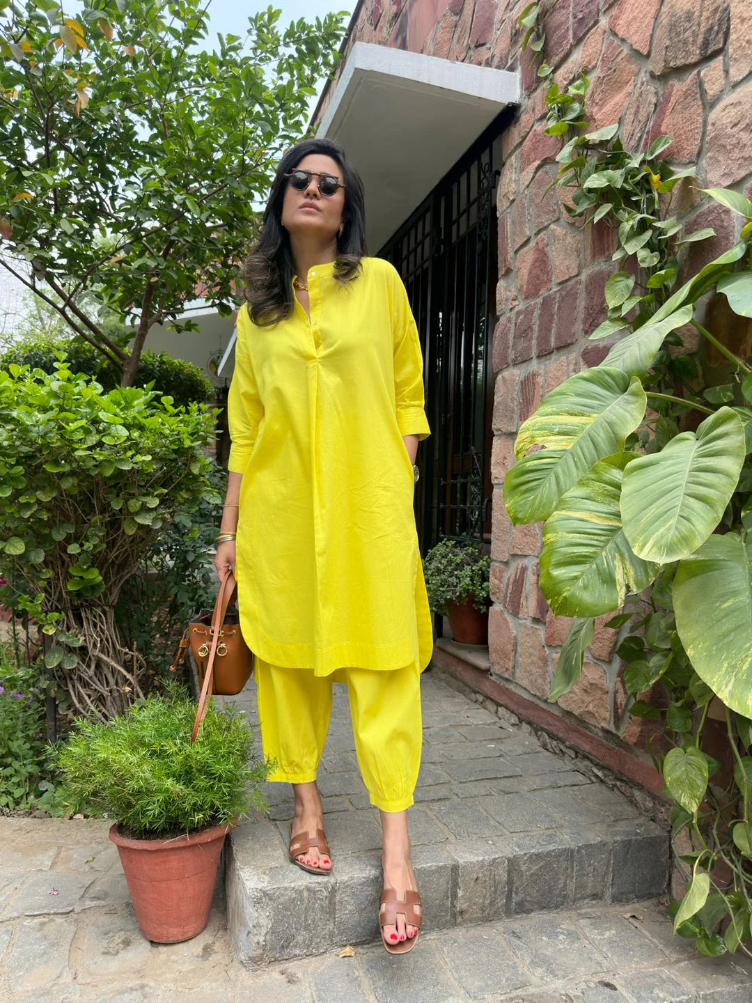Yellow Cotton Kurta Set