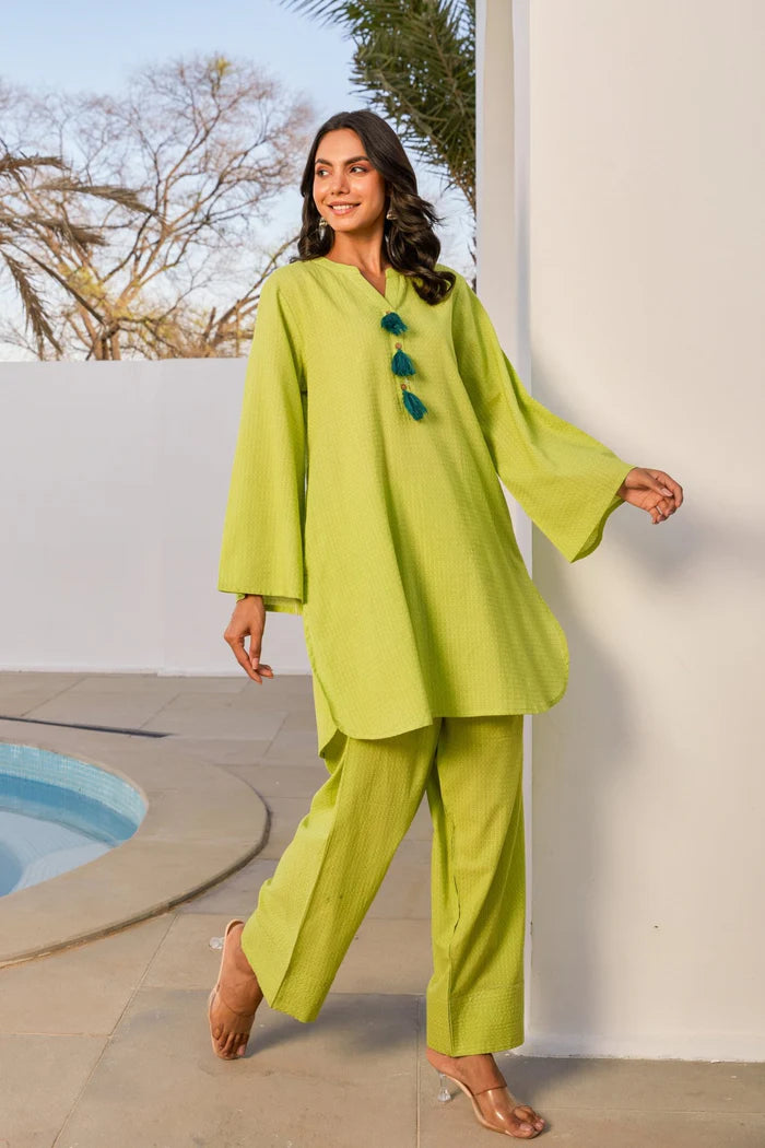 Green Plain Coord Set