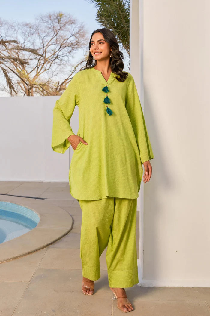Green Plain Coord Set