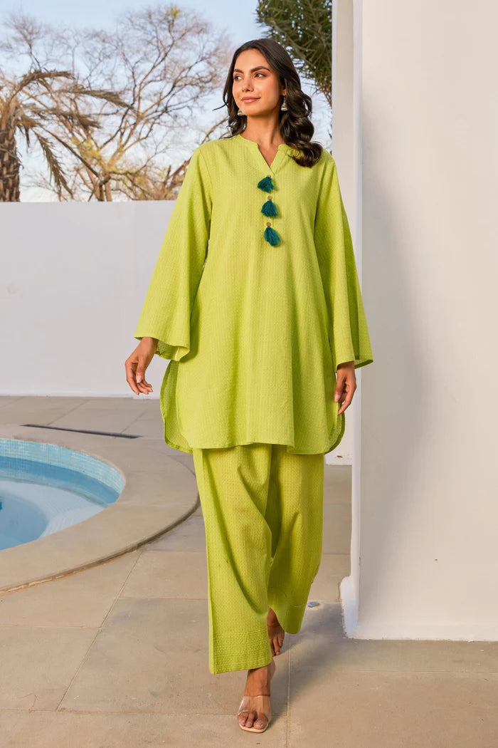 Green Plain Coord Set