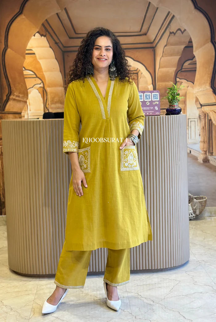 Cotton Embroidered Kurta Set