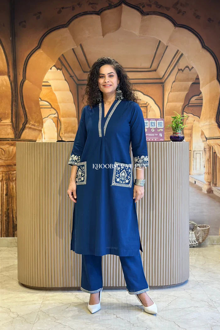 Cotton Embroidered Kurta Set