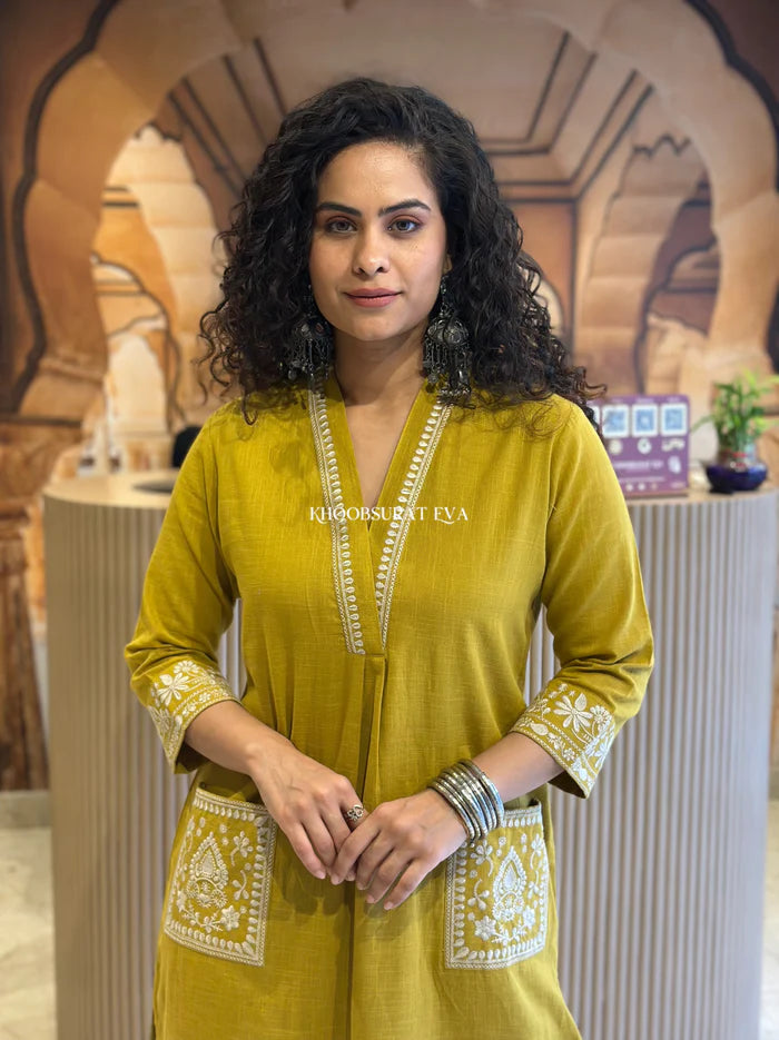 Cotton Embroidered Kurta Set