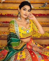 MULTI COLOR SOFT BUTTER SILK DIGITAL PRINTED LEHENGA CHOLI