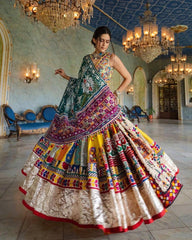 MULTI COLOR SOFT BUTTER SILK DIGITAL PRINTED LEHENGA CHOLI