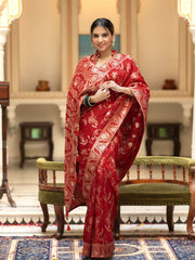 Pure Banarasi Silk Saree Weaved With Zari Comes With Heavy Banarasi Brocade Blouse