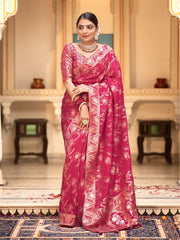 Pure Banarasi Silk Saree Weaved With Zari Comes With Heavy Banarasi Brocade Blouse