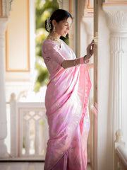 Pure Banarasi Silk Saree Weaved With Zari Comes With Heavy Banarasi Brocade Blousec