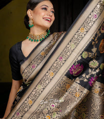 Pure Banarasi Silk Saree Weaved With Zari Comes With Heavy Banarasi Brocade Blouse