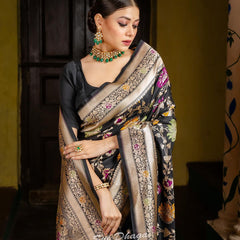 Pure Banarasi Silk Saree Weaved With Zari Comes With Heavy Banarasi Brocade Blouse