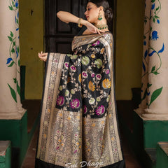 Pure Banarasi Silk Saree Weaved With Zari Comes With Heavy Banarasi Brocade Blouse