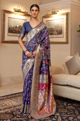 Pure Banarasi Silk Saree Weaved With Zari Comes With Heavy Banarasi Brocade Blouse