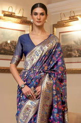 Pure Banarasi Silk Saree Weaved With Zari Comes With Heavy Banarasi Brocade Blouse