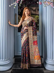 Pure Banarasi Silk Saree Weaved With Zari Comes With Heavy Banarasi Brocade Blouse