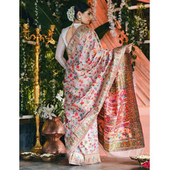 Pure Banarasi Silk Saree Weaved With Zari Comes With Heavy Banarasi Brocade Blouse