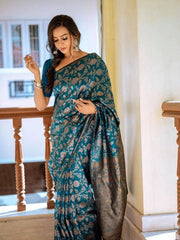 Pure Banarasi Silk Saree Weaved With Zari Comes With Heavy Banarasi Brocade Blouse