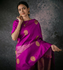 Pure Banarasi Silk Saree Weaved With Zari Comes With Heavy Banarasi Brocade Blouse