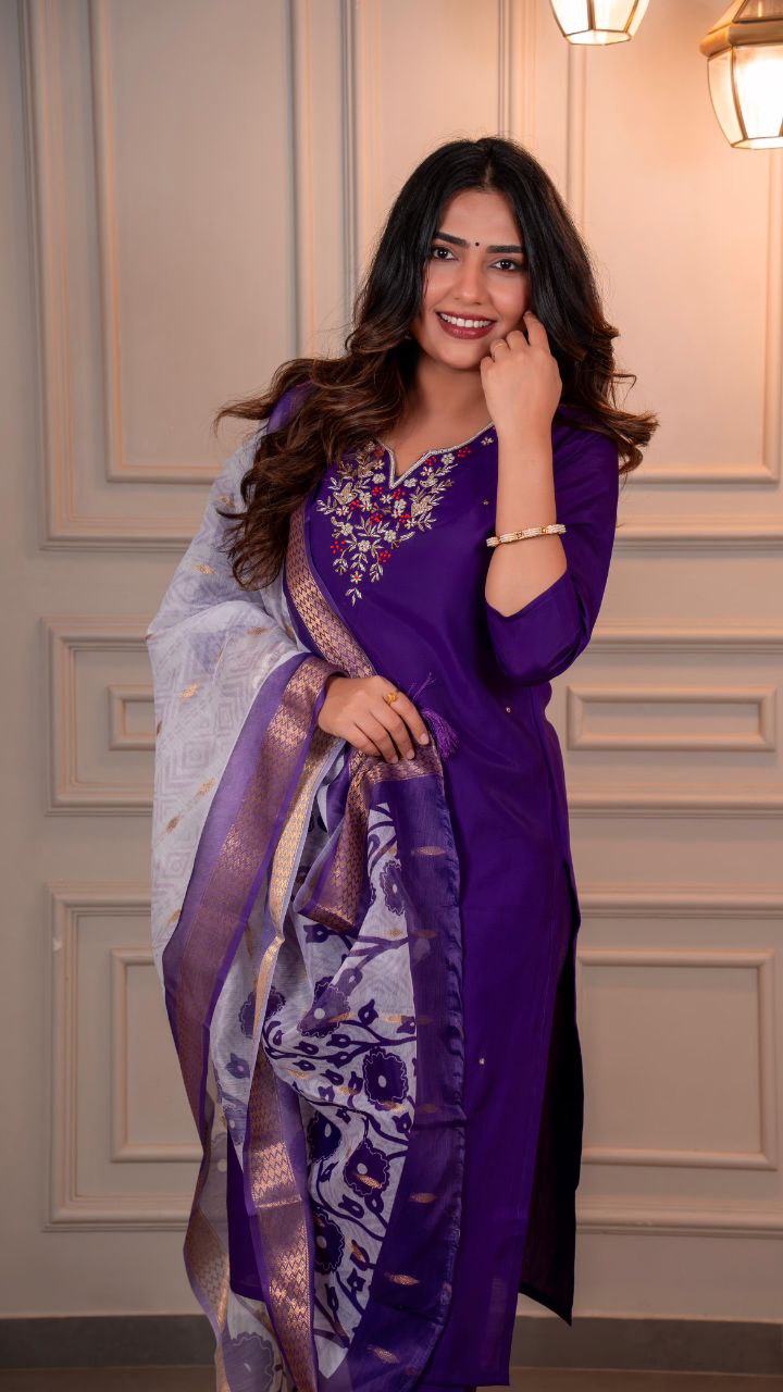New Designers Kurta Pent Dupatta Set