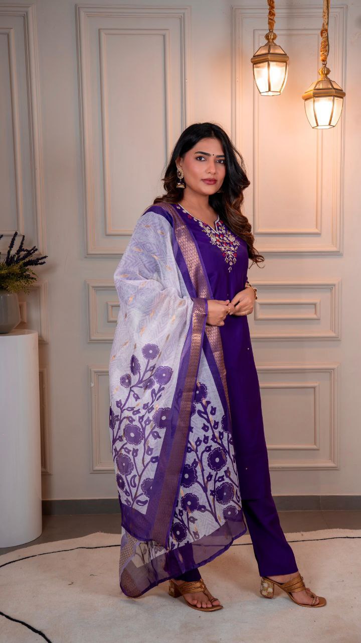 New Designers Kurta Pent Dupatta Set