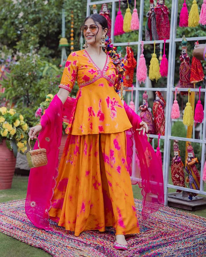 Orange Ethnic Sharara Set