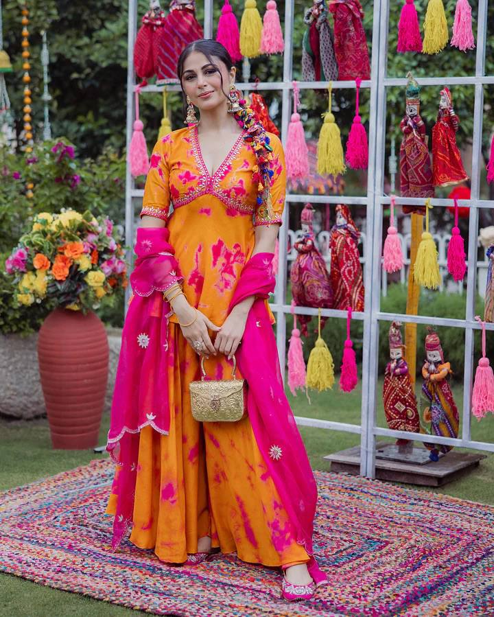 Orange Ethnic Sharara Set
