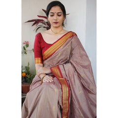 Pure Banarasi Silk Saree Weaved With Zari Comes With Heavy Banarasi Brocade Blouse