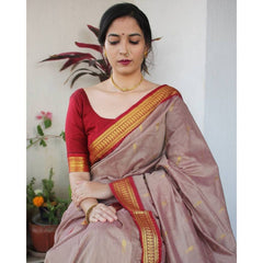 Pure Banarasi Silk Saree Weaved With Zari Comes With Heavy Banarasi Brocade Blouse