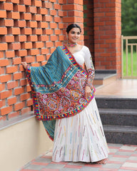 WHITE COLOR CREAPE DIGITAL PRINTED LEHENGA CHOLI