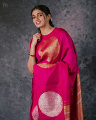 Pink Soft Silk Saree With Zari Woven Butta